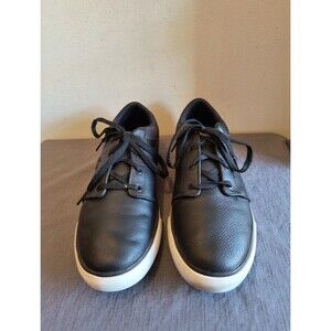 Lacoste Mens Minzah Sneakers Size 9 Black Leather Lace Up Casual Logo
